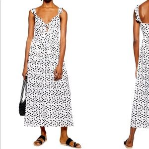 TOPSHOP 🖤 Heart 🤍 Print Knot Cut Out Ruffle Maxi